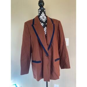 Vintage 90s Pendleton Wool Blazer Jacket Womens Sz 20W Single Button Brown Navy